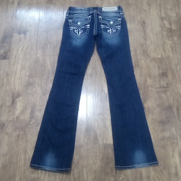 Rock Revival Women's 26 Gwen Bootcut Flap Pockets Shimmer Distressed NWOT - Picture 3 of 13